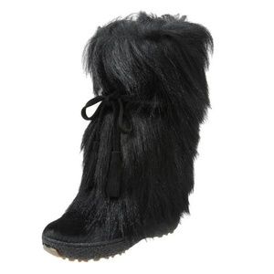 PAJAR REAL FUR! Scarlet goat hair wedge BOOT